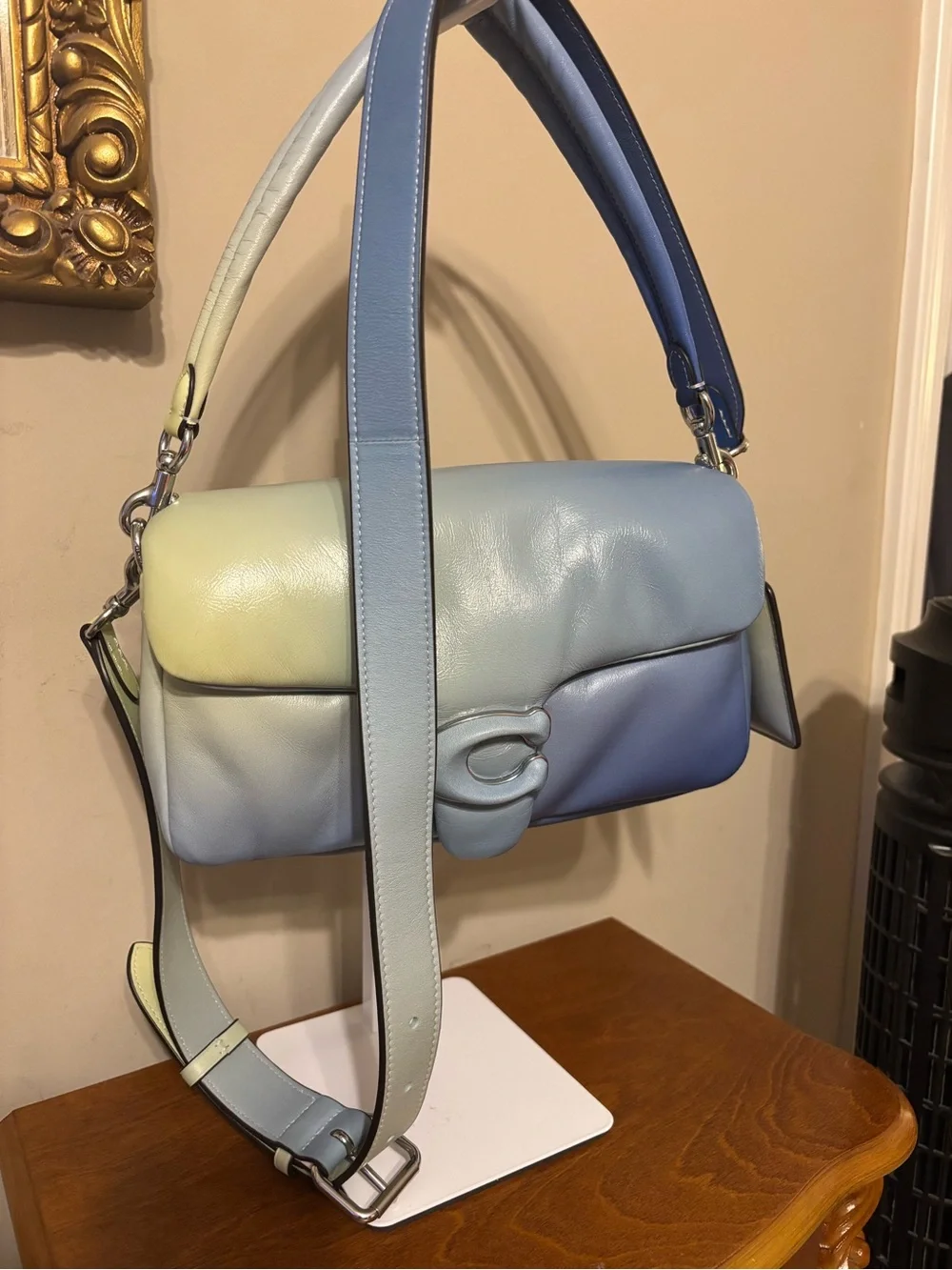 Coach Ombre Leather Shoulder Bag in Blue and Green Gradient